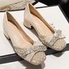 image:imageHee grand Womens Rhinestone Pearl Bow Square Toe Block Heel Pumps Slip On Chunky Low Heel Dress Shoes Comfortable Wedding Bridal Party Office Work Shoes for Ladies159apricot