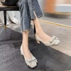 image:imageHee grand Womens Rhinestone Pearl Bow Square Toe Block Heel Pumps Slip On Chunky Low Heel Dress Shoes Comfortable Wedding Bridal Party Office Work Shoes for Ladies158apricot
