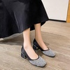 image:imageHee grand Womens Rhinestone Pearl Bow Square Toe Block Heel Pumps Slip On Chunky Low Heel Dress Shoes Comfortable Wedding Bridal Party Office Work Shoes for Ladies157black