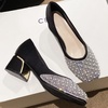 image:imageHee grand Womens Rhinestone Pearl Bow Square Toe Block Heel Pumps Slip On Chunky Low Heel Dress Shoes Comfortable Wedding Bridal Party Office Work Shoes for Ladies157black