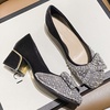image:imageHee grand Womens Rhinestone Pearl Bow Square Toe Block Heel Pumps Slip On Chunky Low Heel Dress Shoes Comfortable Wedding Bridal Party Office Work Shoes for Ladies160black