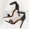 image:imageHee grand Womens Rhinestone Stiletto Heel Sandals Open Toe Ankle Strap Heels for Wedding Prom Party165black