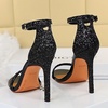image:imageHee grand Womens Rhinestone Stiletto Heel Sandals Open Toe Ankle Strap Heels for Wedding Prom Party165black