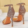 image:imageHee grand Womens Rhinestone Stiletto Heel Sandals Open Toe Ankle Strap Heels for Wedding Prom Party165champagne