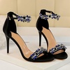 image:imageHee grand Womens Rhinestone Stiletto Heel Sandals Open Toe Ankle Strap Heels for Wedding Prom Party166black