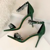 image:imageHee grand Womens Rhinestone Stiletto Heel Sandals Open Toe Ankle Strap Heels for Wedding Prom Party166green