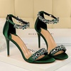 image:imageHee grand Womens Rhinestone Stiletto Heel Sandals Open Toe Ankle Strap Heels for Wedding Prom Party166green