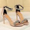 image:imageHee grand Womens Rhinestone Stiletto Heel Sandals Open Toe Ankle Strap Heels for Wedding Prom Party166pink