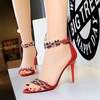 image:imageHee grand Womens Rhinestone Stiletto Heel Sandals Open Toe Ankle Strap Heels for Wedding Prom Party166red