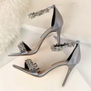 image:imageHee grand Womens Rhinestone Stiletto Heel Sandals Open Toe Ankle Strap Heels for Wedding Prom Party166silver