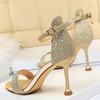 image:imageHee grand Womens Rhinestone Stiletto Heel Sandals Open Toe Ankle Strap Heels for Wedding Prom Party168gold