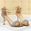 image:imageHee grand Womens Rhinestone Stiletto Heel Sandals Open Toe Ankle Strap Heels for Wedding Prom Party168gold