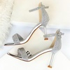 image:imageHee grand Womens Rhinestone Stiletto Heel Sandals Open Toe Ankle Strap Heels for Wedding Prom Party168silver