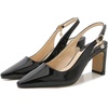image:imageHee grand Womens Slingback Pointed Toe Chunky Heels Pumps Comfort Office Lady High Heeled Sandals Patent Leather Dress ShoesBlack
