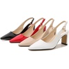 image:imageHee grand Womens Slingback Pointed Toe Chunky Heels Pumps Comfort Office Lady High Heeled Sandals Patent Leather Dress ShoesRed