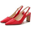 image:imageHee grand Womens Slingback Pointed Toe Chunky Heels Pumps Comfort Office Lady High Heeled Sandals Patent Leather Dress ShoesRed