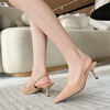image:imageHee grand Womens Slingback Pointed Toe Stiletto Mid Heels Pumps Comfort Office Lady Sandals Suede Dress Shoes Kitten Heels for WomenApricot