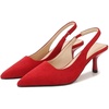 image:imageHee grand Womens Slingback Pointed Toe Stiletto Mid Heels Pumps Comfort Office Lady Sandals Suede Dress Shoes Kitten Heels for WomenRed