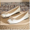 image:imageHee grand Womens Square Toe Ballet Flats with Bow Casual Comfortable SlipOn Ballerina Shoes Dressy Satin Flat Shoes472beige