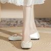 image:imageHee grand Womens Square Toe Ballet Flats with Bow Casual Comfortable SlipOn Ballerina Shoes Dressy Satin Flat Shoes472beige