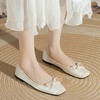 image:imageHee grand Womens Square Toe Ballet Flats with Bow Casual Comfortable SlipOn Ballerina Shoes Dressy Satin Flat Shoes472beige