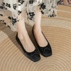 image:imageHee grand Womens Square Toe Ballet Flats with Bow Casual Comfortable SlipOn Ballerina Shoes Dressy Satin Flat Shoes472black