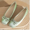 image:imageHee grand Womens Square Toe Ballet Flats with Bow Casual Comfortable SlipOn Ballerina Shoes Dressy Satin Flat Shoes472green