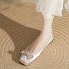 image:imageHee grand Womens Square Toe Ballet Flats with Bow Casual Comfortable SlipOn Ballerina Shoes Dressy Satin Flat Shoes472pink