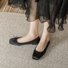 image:imageHee grand Womens Square Toe Ballet Flats with Bow Casual Comfortable SlipOn Ballerina Shoes Dressy Satin Flat Shoes473black