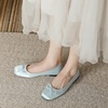 image:imageHee grand Womens Square Toe Ballet Flats with Bow Casual Comfortable SlipOn Ballerina Shoes Dressy Satin Flat Shoes473blue