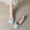 image:imageHee grand Womens Square Toe Ballet Flats with Bow Casual Comfortable SlipOn Ballerina Shoes Dressy Satin Flat Shoes473blue