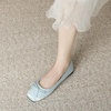 image:imageHee grand Womens Square Toe Ballet Flats with Bow Casual Comfortable SlipOn Ballerina Shoes Dressy Satin Flat Shoes473blue