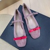 image:imageHee grand Womens Square Toe Bowknot Mary Jane Shoes Ankle Strap Ballet Flats Comfortable Suede Dress ShoesDark Pink