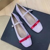 image:imageHee grand Womens Square Toe Bowknot Mary Jane Shoes Ankle Strap Ballet Flats Comfortable Suede Dress ShoesLight Purple