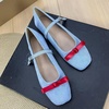 image:imageHee grand Womens Square Toe Bowknot Mary Jane Shoes Ankle Strap Ballet Flats Comfortable Suede Dress ShoesSky Blue
