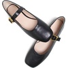 image:imageHee grand Womens Square Toe Mary Jane Shoes Ankle Strap Ballet Flats Comfortable PU Leather Dress ShoesBlack