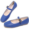 image:imageHee grand Womens Square Toe Mary Jane Shoes Ankle Strap Ballet Flats Comfortable PU Leather Dress ShoesBlue