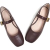 image:imageHee grand Womens Square Toe Mary Jane Shoes Ankle Strap Ballet Flats Comfortable PU Leather Dress ShoesDark Brown