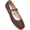 image:imageHee grand Womens Square Toe Mary Jane Shoes Ankle Strap Ballet Flats Comfortable PU Leather Dress ShoesDark Brown