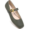 image:imageHee grand Womens Square Toe Mary Jane Shoes Ankle Strap Ballet Flats Comfortable PU Leather Dress ShoesDark Green