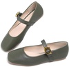 image:imageHee grand Womens Square Toe Mary Jane Shoes Ankle Strap Ballet Flats Comfortable PU Leather Dress ShoesDark Green