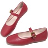 image:imageHee grand Womens Square Toe Mary Jane Shoes Ankle Strap Ballet Flats Comfortable PU Leather Dress ShoesDark Red