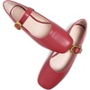 image:imageHee grand Womens Square Toe Mary Jane Shoes Ankle Strap Ballet Flats Comfortable PU Leather Dress ShoesDark Red