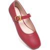 image:imageHee grand Womens Square Toe Mary Jane Shoes Ankle Strap Ballet Flats Comfortable PU Leather Dress ShoesDark Red