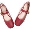 image:imageHee grand Womens Square Toe Mary Jane Shoes Ankle Strap Ballet Flats Comfortable PU Leather Dress ShoesDark Red