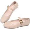 image:imageHee grand Womens Square Toe Mary Jane Shoes Ankle Strap Ballet Flats Comfortable PU Leather Dress ShoesKhaki