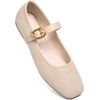 image:imageHee grand Womens Square Toe Mary Jane Shoes Ankle Strap Ballet Flats Comfortable PU Leather Dress ShoesKhaki