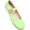 image:imageHee grand Womens Square Toe Mary Jane Shoes Ankle Strap Ballet Flats Comfortable PU Leather Dress ShoesLight Green