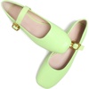 image:imageHee grand Womens Square Toe Mary Jane Shoes Ankle Strap Ballet Flats Comfortable PU Leather Dress ShoesLight Green