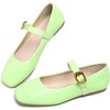 image:imageHee grand Womens Square Toe Mary Jane Shoes Ankle Strap Ballet Flats Comfortable PU Leather Dress ShoesLight Green